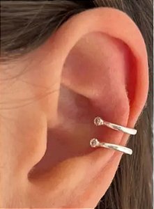 Piercings Fake 2 Fios c/ Zircônias  - Prata 925