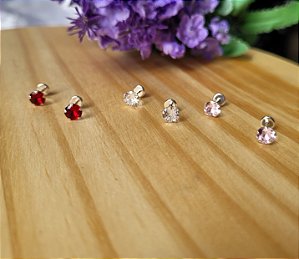 Brinco  Zircônia c/ Tarraxa Baby - Prata 925