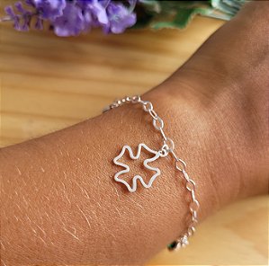 Pulseira Trevo c/ Zirc. Verde - Prata 925