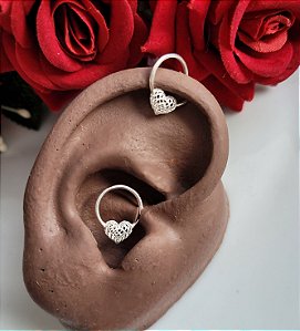 Piercing Coração Tela -  Prata - 925