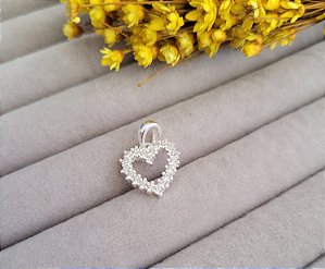 Pingente Coração Cravejado -Prata 925