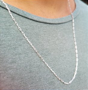 Corrente Elo Quadrada 60 cm - Prata 925