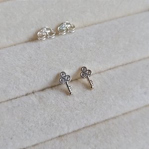 Brinco Chave Zirconia - Prata 925