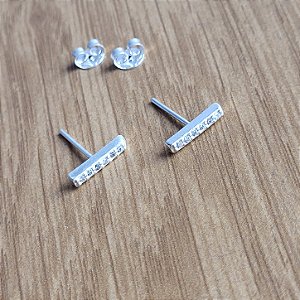 Brinco Palito Seis Zirconia- Prata 925
