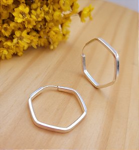 Argola Hexagonal 23 mm  - Prata 925