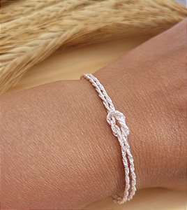 Pulseira com Nó Fio Duplo - Prata 925
