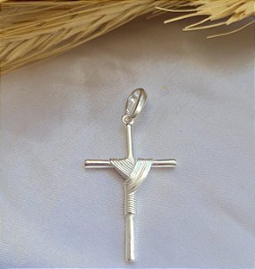 Cruz Fio Enrolado (G) - Prata 925