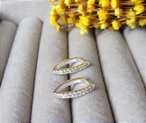 Argola Click Oval Zircônias 16mm- Prata 925