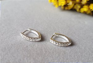 Argola Click Zircônias 13mm - Prata 925