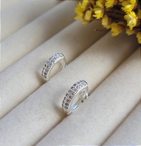 Argola Click Cravejada fio 3,5 mm- Prata 925