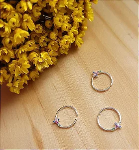 Piercing Helix / Daith Cruz Zirc. Colorido Prata 925