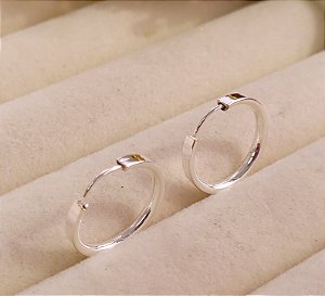 Argola Tubo Quadrado 13 mm - Prata 925