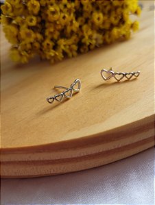 Brinco Ear Cuff 4  coreções 16 mm - Prata 925