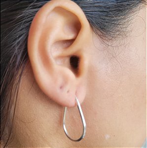 Argola Gota Fio 1,5mm  Quadrado - Prata 925