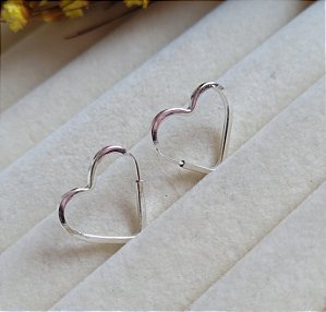 Argola Coração Fio 1,3 mm Quadrado - Prata 925