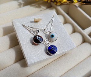 Colar Olho Grego 45 Cm - Prata 925