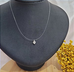 Gargantilha Nylon Ponto de Luz Coração - Prata 925