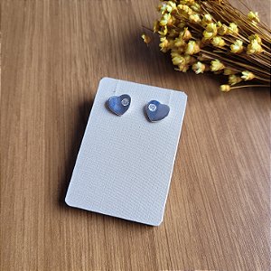 Brinco Placa Coração com Zircônia - Prata 925