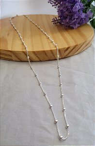 Colar Grumet c/bola 3 mm (70 cm) - Prata 925