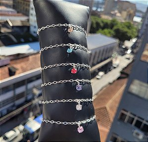 Pulseira Pedra Zircônia Pendurada 6 MM - Prata 925