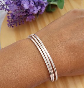 Pulseira 3 fios Laminadas - Prata 925