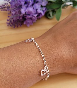 Pulseira Infantil Coração Vazado - Prata 925