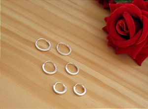 Trio Argola Fio Quadrado 1,5 mm - Prata 925