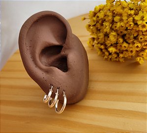 Trio Argola Fio fino 1,5 mm - Prata 925