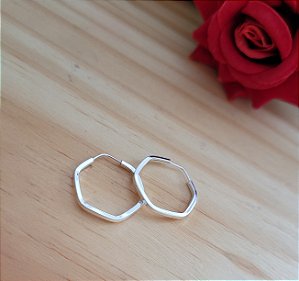 Argola Hexagonal Fio Quadrado 1,5 mm - Prata 925