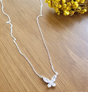 Colar Borboleta Zircônia - Prata 925