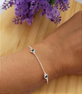 Pulseira Elo Cadeado Duas Zircônia - Prata 925