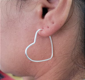 Argola Coração Fio 1,3 mm Prata 925