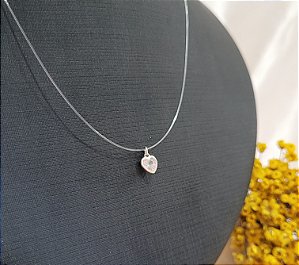 Gargantilha Nylon Ponto de Luz Coração (40 cm) - Prata 925