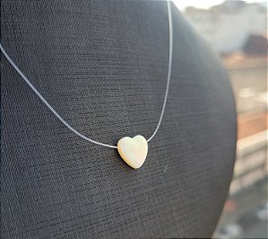 Gargantilha Nylon Pingente Madrepérola Coração