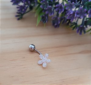 Piercing (Umbigo) Flor Cravejado - Prata 925
