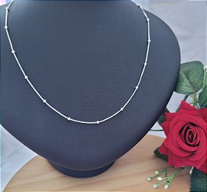 Colar Veneziana V15 com Bola (2,5 mm) - Prata 925