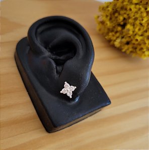 Brinco Flor Zircônia - Prata 925