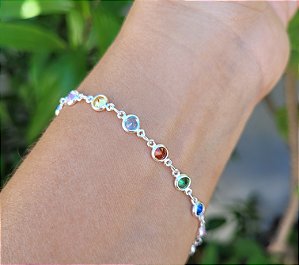 Pulseira Zircônias Ciganinha- Prata 925