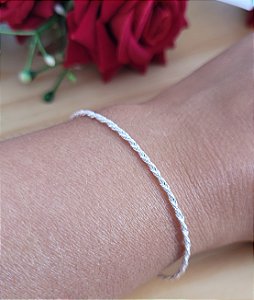 Pulseira Cordão Baiano Diamantado 1,5mm - Prata 925