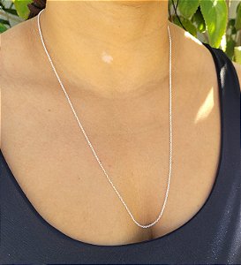 Colar Elo Português 1mm (60 cm)- Prata 925