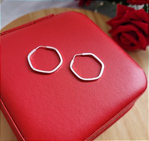 Argola Hexagonal 19 mm- Prata 925