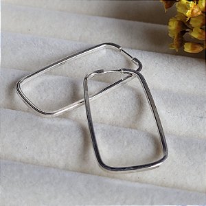 Argola Retangular 33 mm - Prata 925