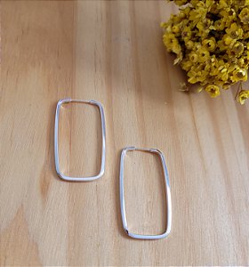 Argola Retangular 33 mm - Prata 925