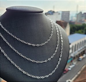 Colar Elos Diamantado - Prata 925