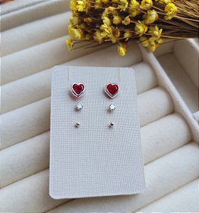 Trio Misto Coração - Prata 925