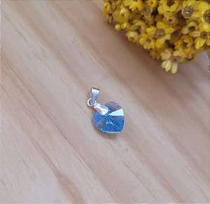 Pingente Coração Cristal Azul - Prata 925