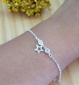 Pulseira Estrela e Zircônia - Prata 925
