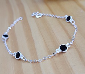 Pulseira Quatro Zircônias Espaçada - Prata 925