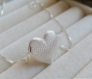 Colar Coração Tela - Prata 925