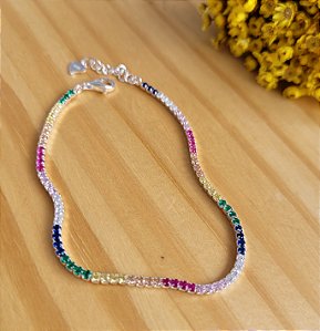 Pulseira Riviera Colorida - Prata 925